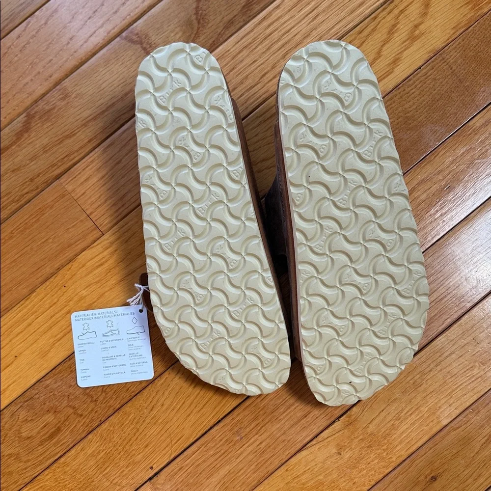 Birkenstock Arizona Sandals in Brown with Gold Buckles - Picture 4 of 6